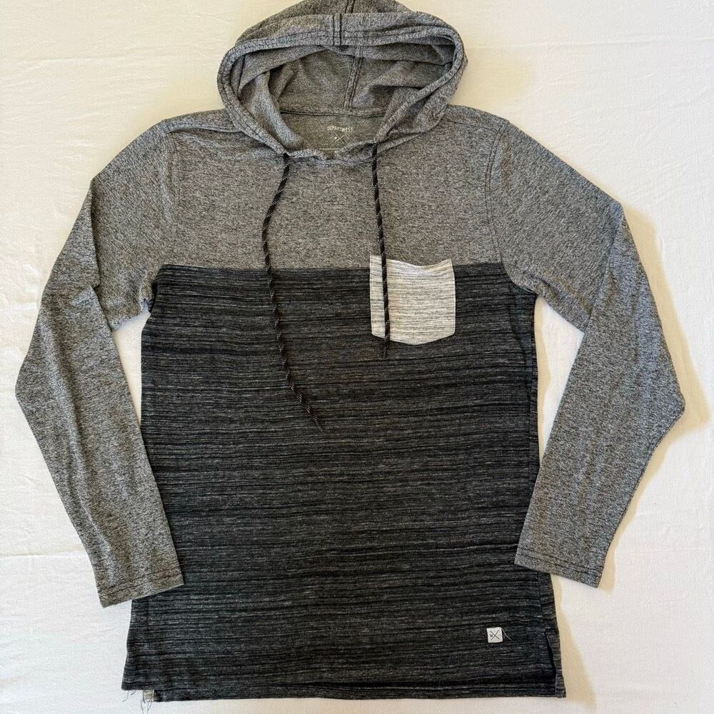 Depart West | Pullover Hoodie | Colorblock Pocket | Black Grey | Men’s | Size M